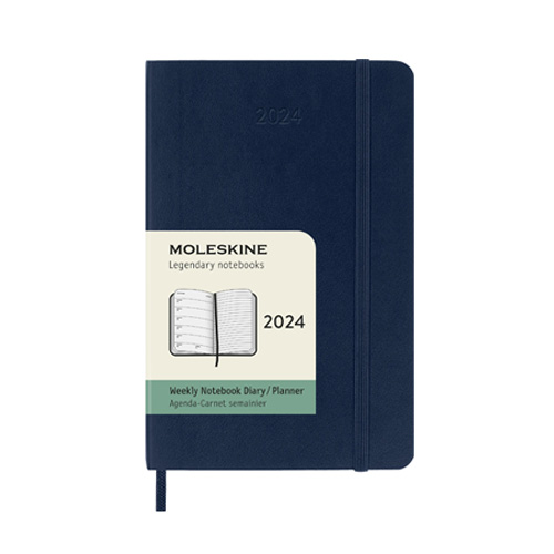 Moleskine 2024 Weekly 12-month Planner - Pocket, Hardcover, Blue