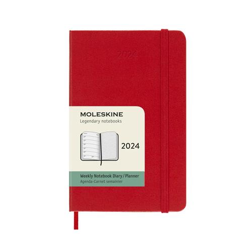 Moleskine 2024 Weekly 12-month Planner - Pocket, Red, Hardcover