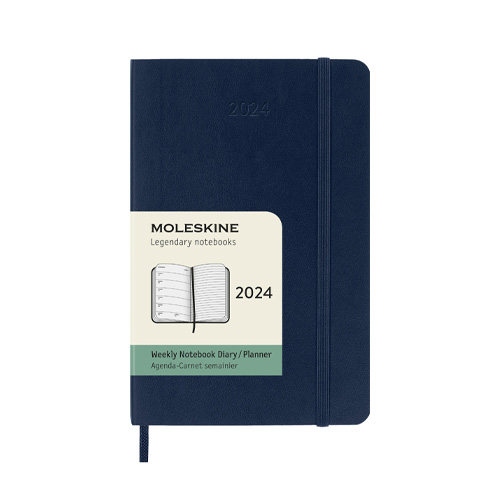 Moleskine 2024 Weekly 12-month Planner - Pocket, Softcover, Blue