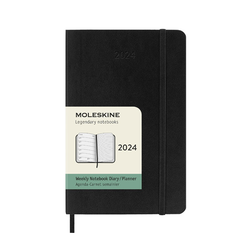 Moleskine 2024 Weekly 12-month Planner - Pocket, Softcover, Black 