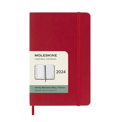 Moleskine 2024 Weekly 12-month Planner - Pocket, Softcover, Red
