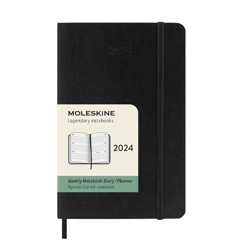 Moleskine 2024 Horizontal Weekly 12-month Planner - Pocket, Softcover, Black