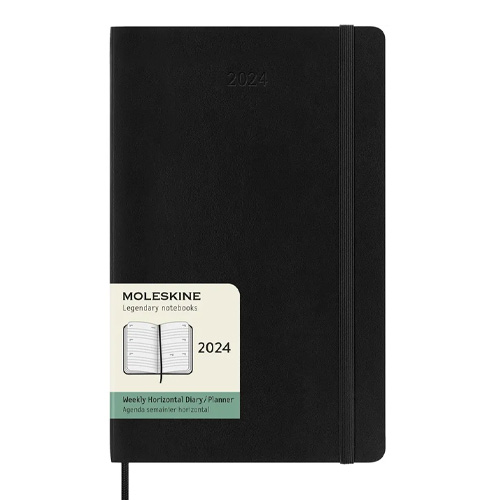 Moleskine 2024 Horizontal Weekly 12-month Planner - Large, Softcover, Black