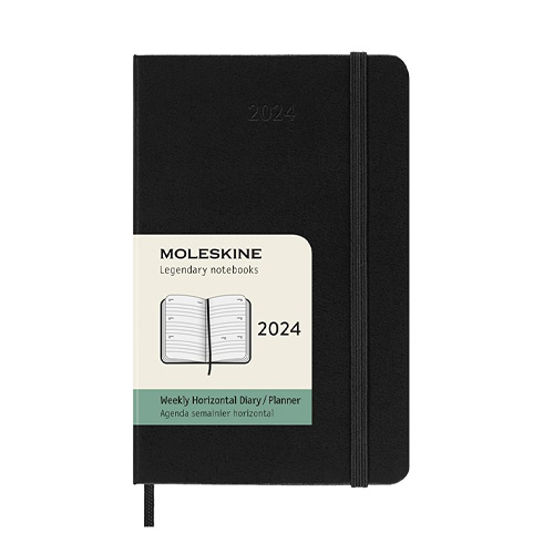 Moleskine 2024 Horizontal Weekly 12-month Planner - Pocket, Hardcover, Black