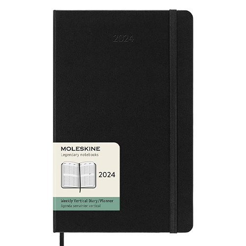 Moleskine 2024 Vertical Weekly 12-month Planner - Large, Hardcover, Black