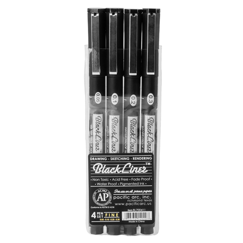 Pacific Arc BlackLiner - Fine - Pen Set of 4