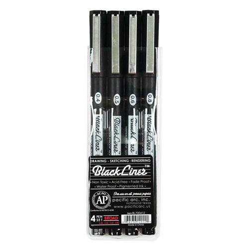 Pacific Arc BlackLiner - Broad - Pen Set of 4
