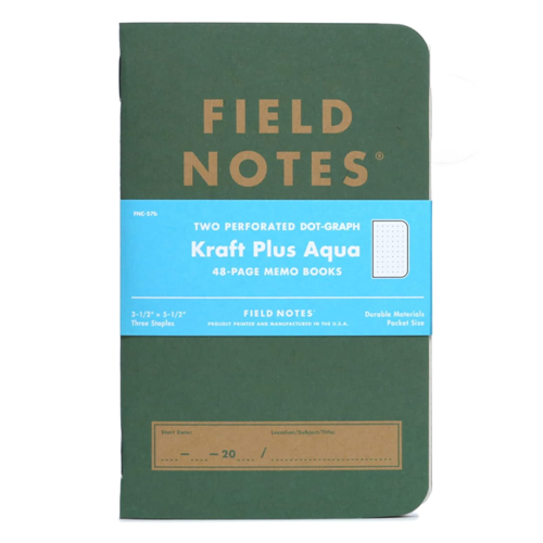 Field Notes - Dot-Graph Memo Books - 2-pack - Aqua - Kraft Plus Edition