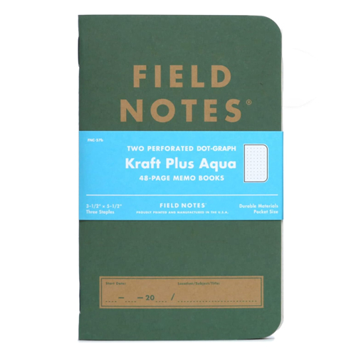 Field Notes Kraft Plus Memo Book 2 Pack, Aqua