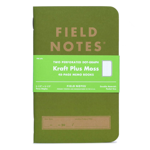 Field Notes - Dot-Graph Memo Books - 2-pack - Moss - Kraft Plus Edition