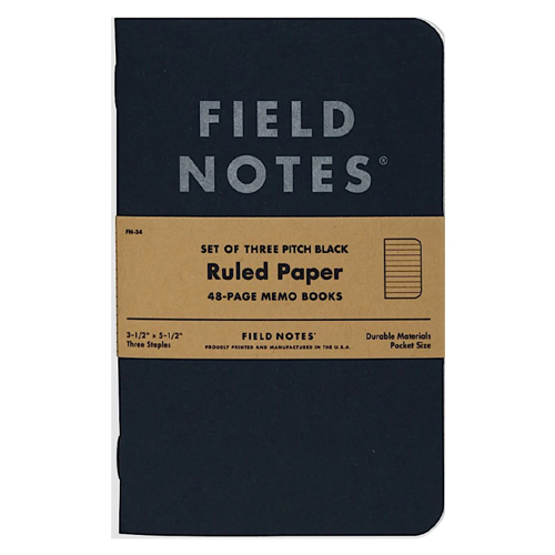 Field Notes - Ruled Memo Books - 3-pack - Pitch Black