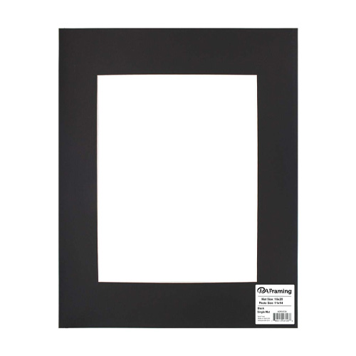 PA Framing ADF Mat 16" x 20"/ 11" x 14" Window -  Black
