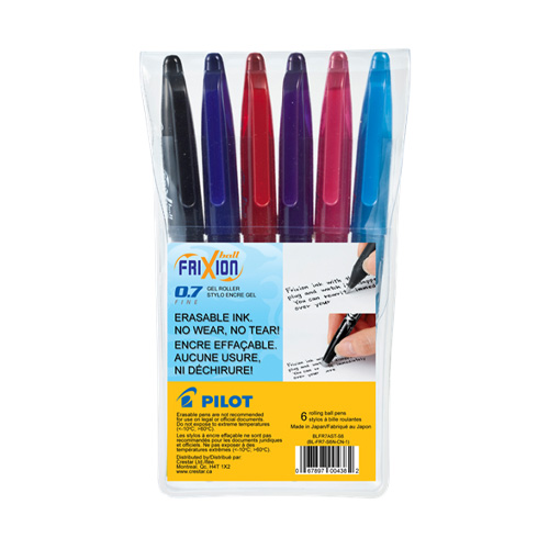 PILOT FriXion Ball Erasable Gel Rollerball Pen - Assorted Colours- 6PK