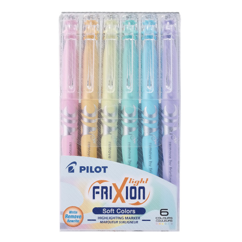 PILOT FriXion Light Erasable Highlighter - Package of 6 Assorted Pastel Colours