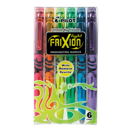 PILOT FriXion Light Erasable Highlighter - Package of 6 Assorted Colours