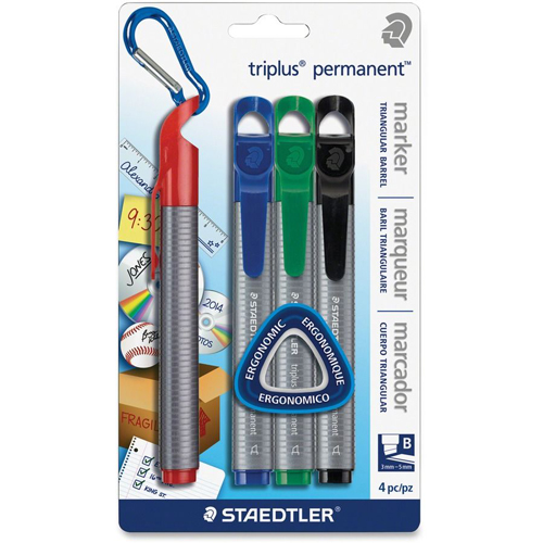 Staedtler Triplus Permanent Marker Chisel Tip -  4Pack Assorted