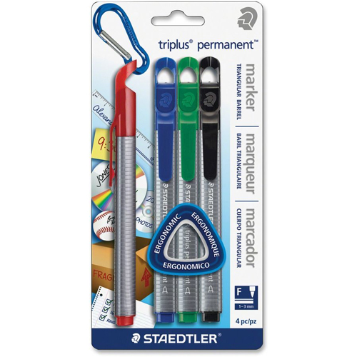 Staedtler Triplus Permanent Fineline Marker Set - 4pc Assorted Colours