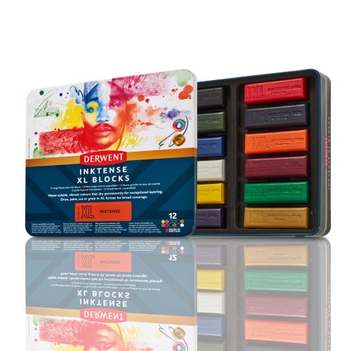 Derwent Inktense - XL Watercolour Ink Blocks - Tin Set of 12