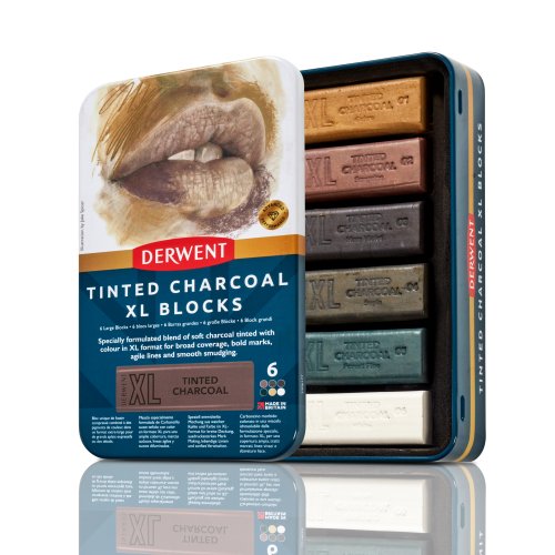 Derwent Tinted Charcoal XL Blocks - Tin of 6