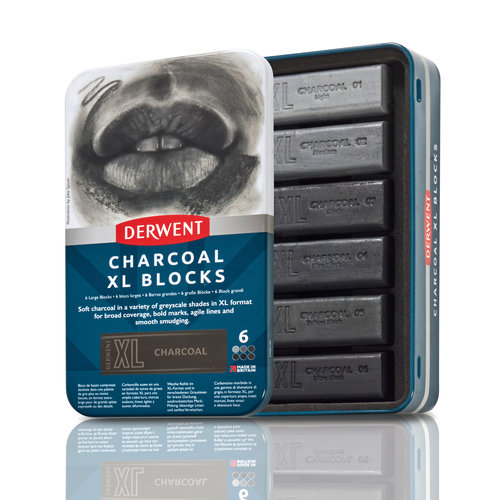 Derwent Charcoal XL Blocks - Tin of 6