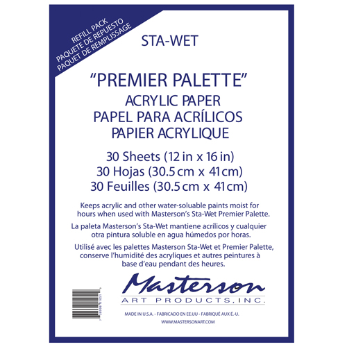 Masterson Sta-Wet "Premier Palette" Acrylic Paper Refill Pack – 30 Sheets