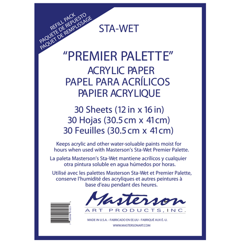 Masterson Sta-Wet "Premier Palette" Acrylic Paper Refill Pack  12" x 16"