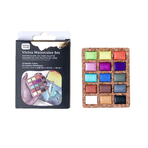 Viviva - Watercolour Pan - Metallic 15 colours