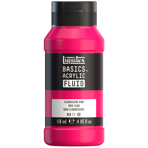 Liquitex Basics Fluid - Fluorescent Pink - 118mL