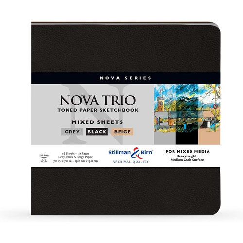 Stillman & Birn Nova Trio Series Softcover Sketchbook  Beige, Black and Grey  7.5 x 7.5 in.