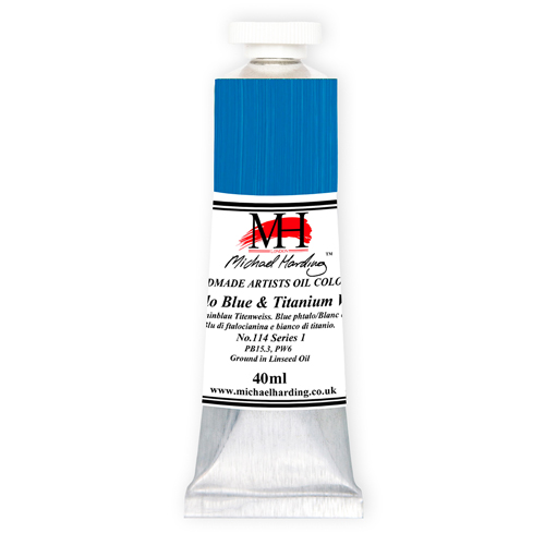 Michael Harding Artists Oil Colours - Phthalocyanine Blue & Titanium White (No. 114) - 40ml