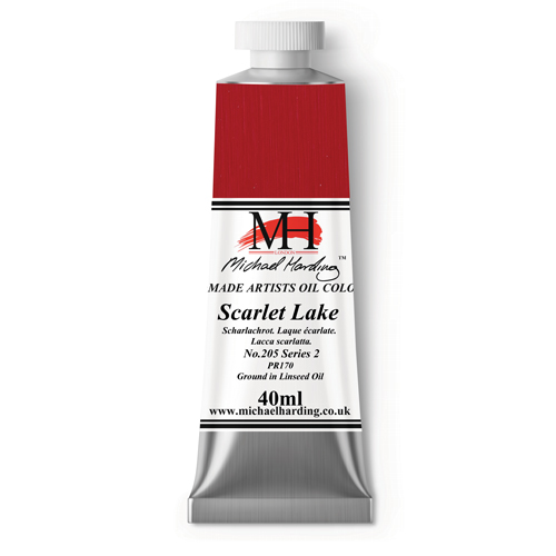 Michael Harding Artists Oil Colours - Scarlet Lake (No. 205) - 40ml