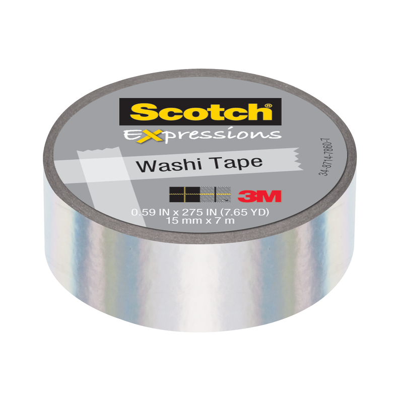 Scotch Expressions Washi Tape - 15mm x 7m - Iridescent White