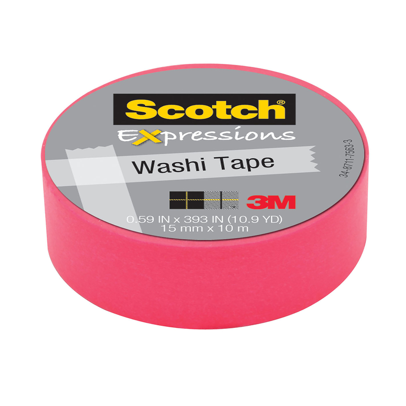 Scotch Expressions Washi Tape - 15mm x 10m - Pink