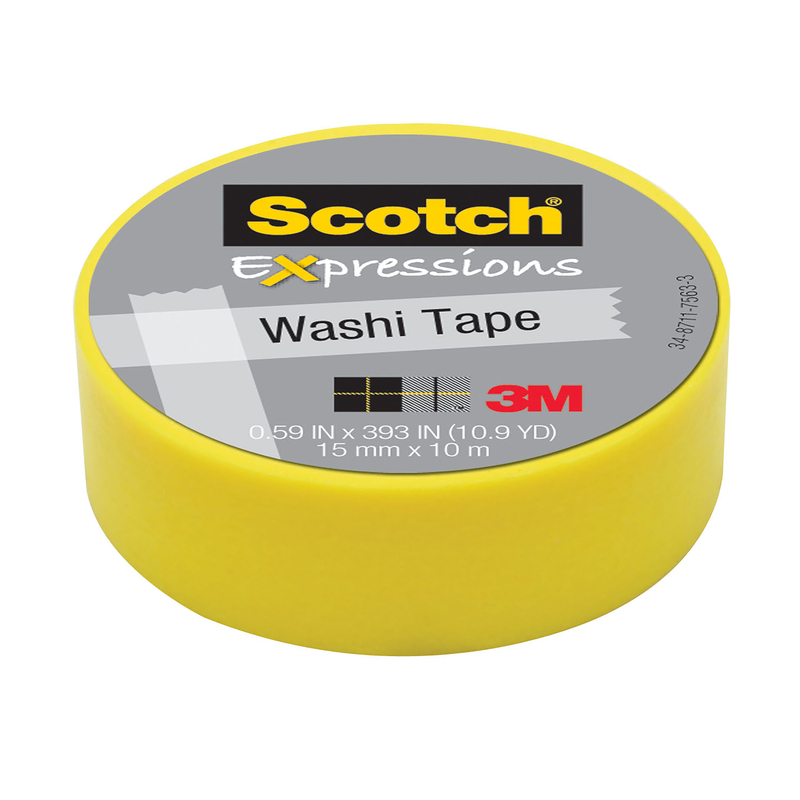 Scotch Expressions Washi Tape - 15mm x 10m - Yellow