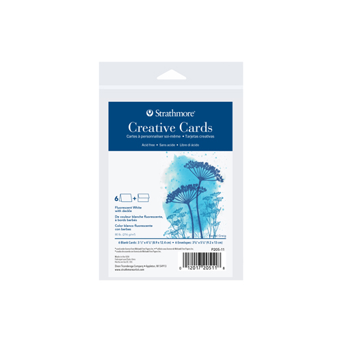 Strathmore Creative Cards - 3.5" x 4.9" - Pack of 6 - White Deckle