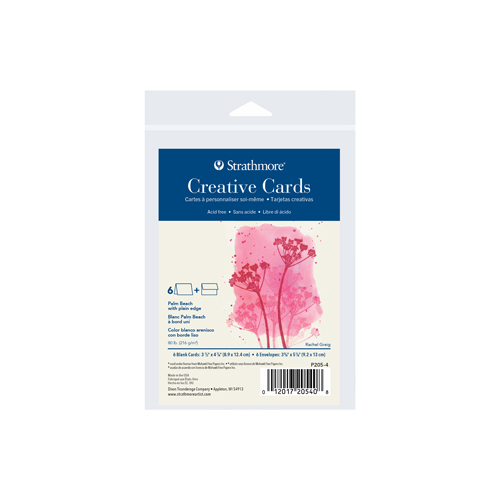 Strathmore Creative Cards - 3.5" x 4.9" - Pack of 6 - Palm Beach with plain edge