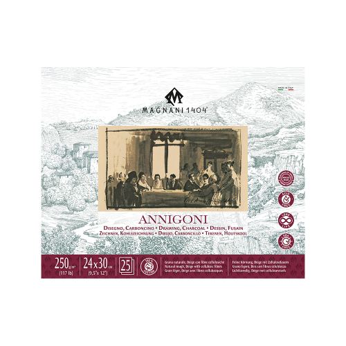 Magnani Annigoni Drawing Pad - Beige - 250g - 9.5" x 12" - 25 Sheets