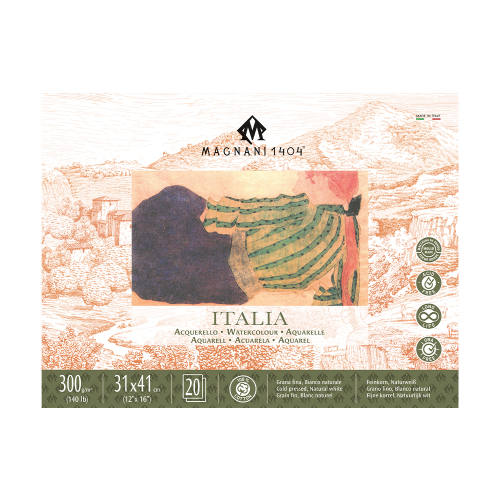 Magnani Italia Watercolour Block - Cold Pressed - 300gsm - 12" x 16"