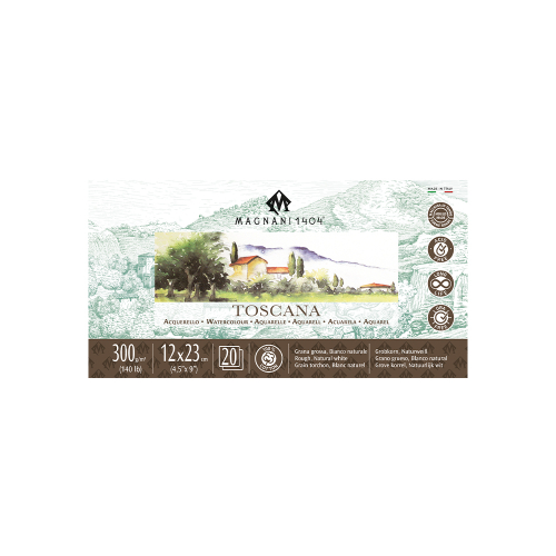 Magnani Toscana Watercolour Block - 300gsm - 4" x 9" - 10 Sheets