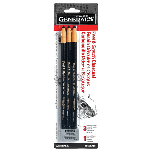 General's Peel & Sketch Charcoal Pencils - 3-Pack