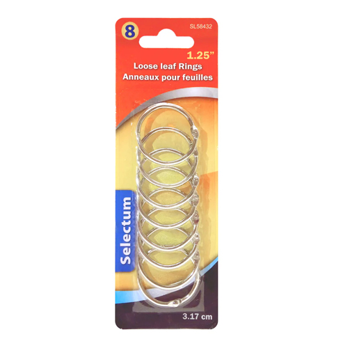 Selectum Loose Leaf Snap Rings - 1.25", 8-pack