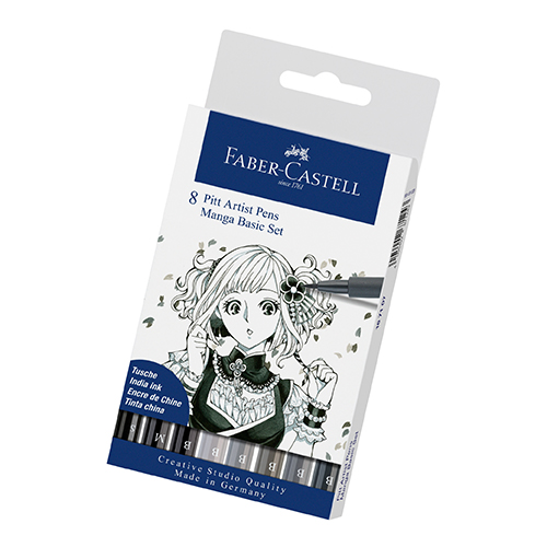 Faber Castell India ink Pitt Artist Pen  Manga Basic Box of 8 