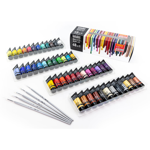 Liquitex BASICS Acrylic Set of 48 + 5 brushes