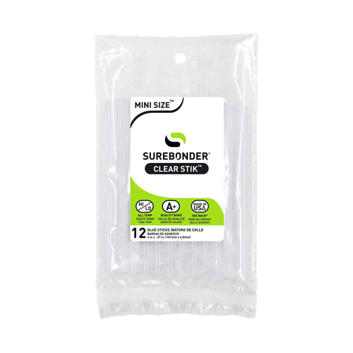 Surebonder Mini Size Hot Glue Sticks - 4", pack of 12