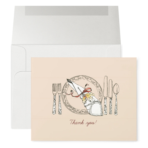 Petits Mots "Thank You" Card - Place Setting - 4¾ per 5¼ inches