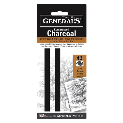 General�s Compressed Charcoal - 4B Medium, 2-pack