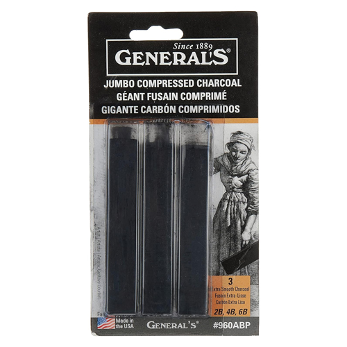 Generals Large Compressed Charcoal - Set of 3