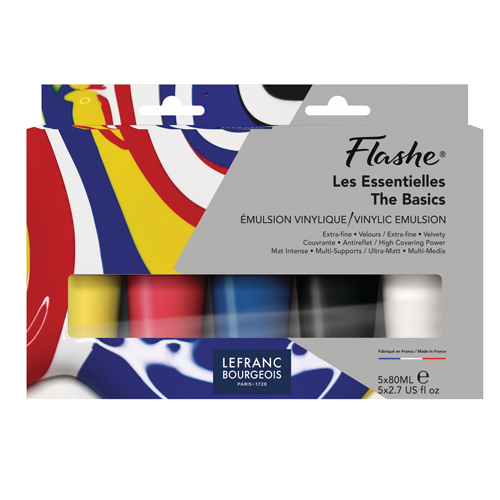 Flashe Vinyl Emulsion Paint - Primary Set of 5 x 80 ml