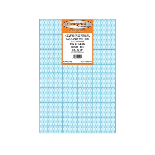 Clearprint 1000H Design Vellum Sheet - 8.5" x 11" Iso Grid