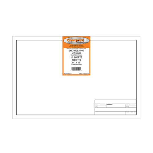 Clearprint 1000HTS Block Printed Vellum Sheet - 11" x 17"